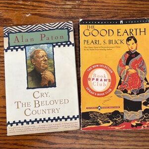 Cry, The Beloved Country and The Good Earth Books (lot of 2, used good cond)